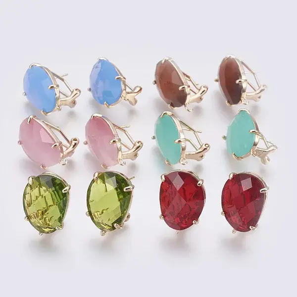Faceted Glass Stud Earring Findings