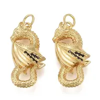 Brass Micro Pave Black Cubic Zirconia Pendants