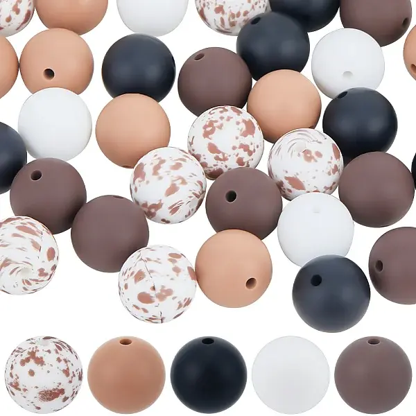 50Pcs 5 Styles Food Grade Eco-Friendly Silicone Beads