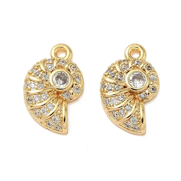 Ocean Brass Micro Pave Clear Cubic Zirconia Charms