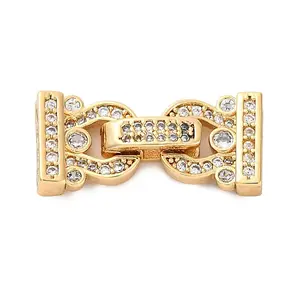 Brass Micro Pave Clear Cubic Zirconia Fold Over Clasps