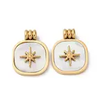 304 Stainless Steel Pave Natural White Shell Pendants