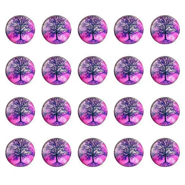 Half Round/Dome Tree Pattern Glass Flatback Cabochons for DIY Projects