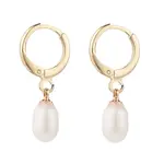 Natural Pearl Beads Drop Huggie Hoop Earrings for Women
