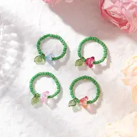 Glass Beads with Acrylic Charms Finger Rings