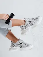 Sportowe sneakersy damskie BLAZERO srebrne Dstreet