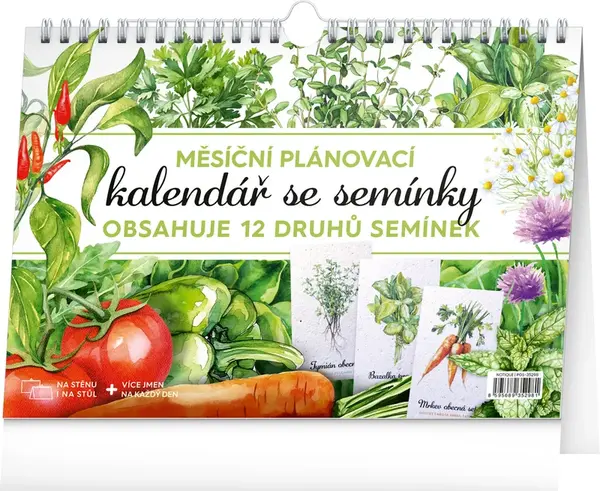 NOTIQUE Měsíční plánovací kalendář se semínky 2026, 30 x 21 cm