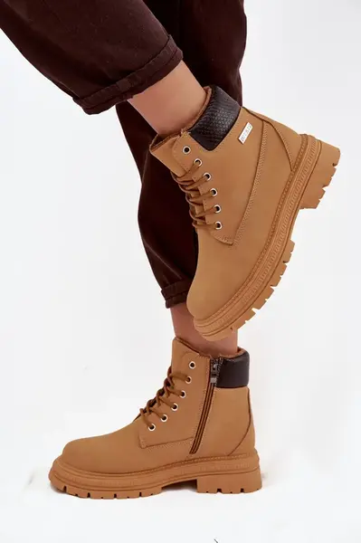 Boto Izolované dámské trekové boty na zip Camel Selinda