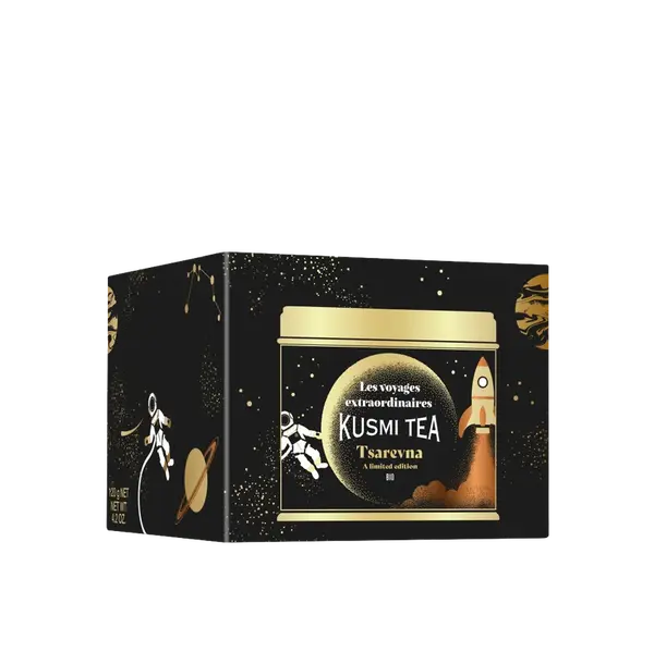 KUSMI TEA Sypaný černý vánoční čaj Tsarevna Bio, kovová dóza, 120 g