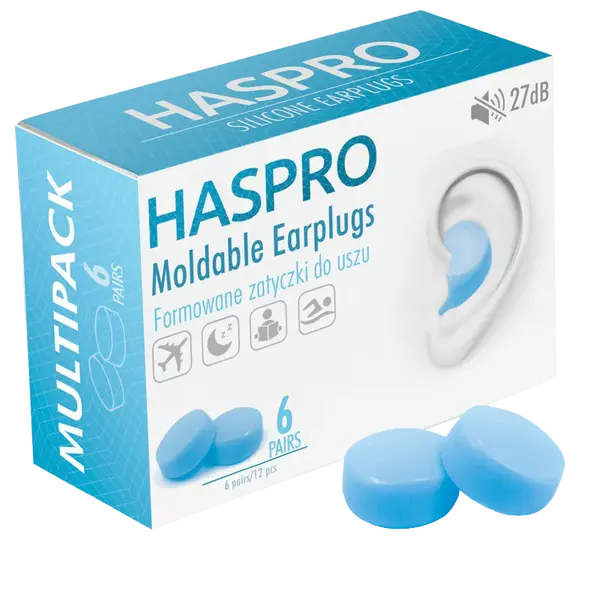 HASPRO Mold6 silikonové špunty do uší, modré 6 párů 12 ks