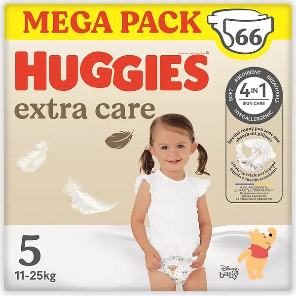 HUGGIES Extra Care 5 plienky box 11-25 kg 66 kusov