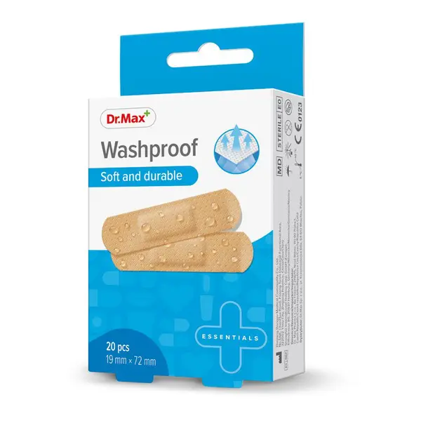 Dr. Max Washproof Soft and durable 19 mm x 72 mm náplast 20 ks