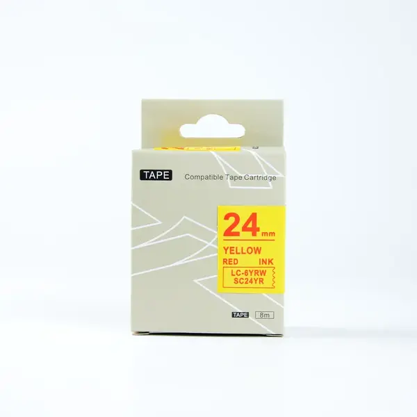 Epson LK-6YRN, SC24YR, 24mm x 9m, červený tisk / žlutý podklad, kompatibilní páska