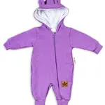 Baby Nellys Teplákový overal s kapucí Teddy - fialový, vel. 62