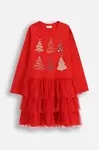 Dětské šaty s bavlnou Coccodrillo červená barva, mini, MERRY XMAS
