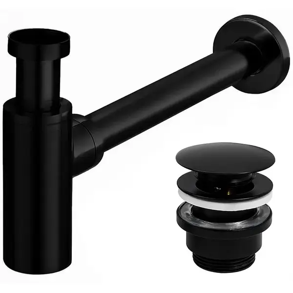 Umývadlový sifón klik-klak univerzálny Rea čierny matný