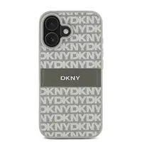 Zadní kryt DKNY PU Leather Repeat Pattern Tonal Stripe pro Apple iPhone 16, béžová