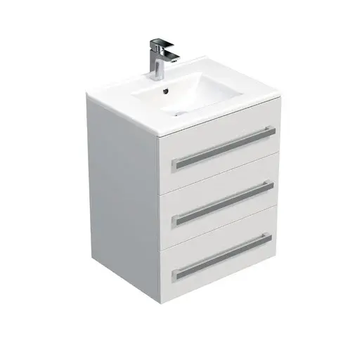 Kúpeľňová skrinka s umývadlom SAT Cube Way 60x76,5x46 cm biely lesk CUBE46603BIMOD