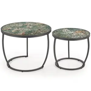 Konferenčný stolík Ines zelený mramor/biela