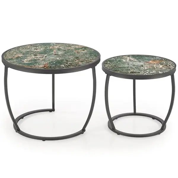 Konferenčný stolík Ines zelený mramor/biela