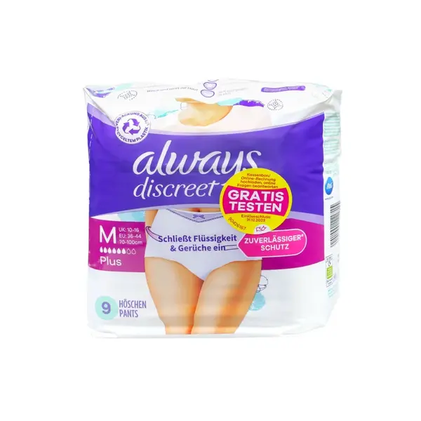 Always Discreet Underwear 6 Plus M jednorázové kalhotky 9 ks