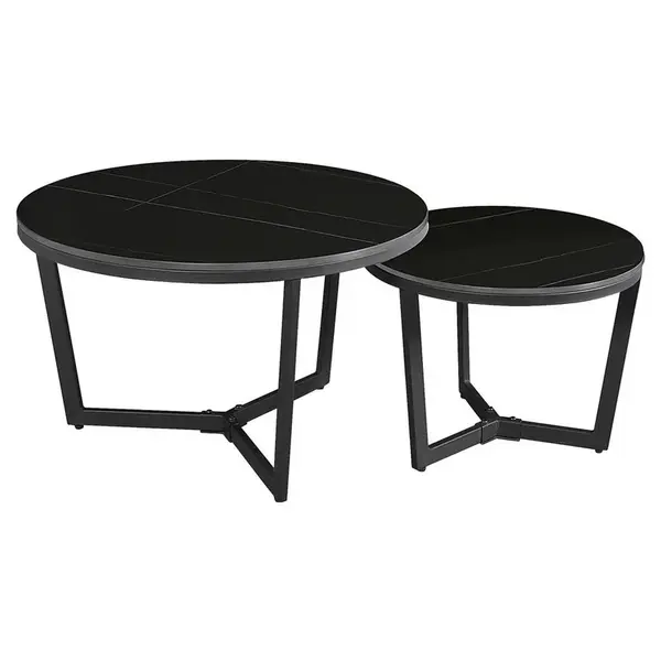 MID.YOU KONFERENČNÍ STOLEK, černá, kov, kámen, 68,5/68,5/43 cm