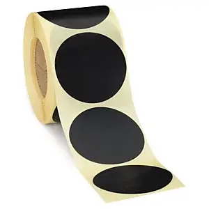 Samolepicí, značkovací kolečka Ø 70mm, černá, 500ks na roli