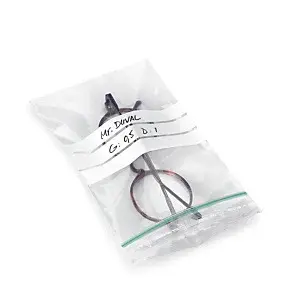 Uzavíratelný ZIP sáček 230x320mm, popisovatelný, 50% recyklovaný, materiál LDPE, tloušťka 60µm | RAJA