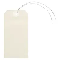 1000 x Papírové visačky 125 x 63 mm, béžové, Ø očka 5 mm, s kovovým drátkem délky 30cm