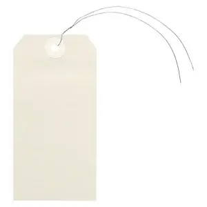 1000 x Papírové visačky 125 x 63 mm, béžové, Ø očka 5 mm, s kovovým drátkem délky 30cm