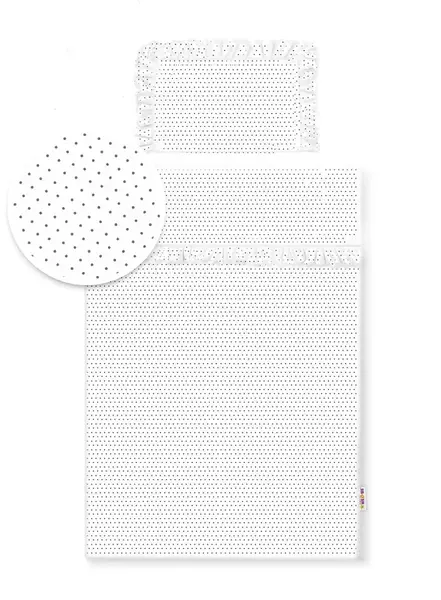 Baby Nellys 2-dílné bavlněné povlečení s volánky - bílé/tečky modré, 135x100 cm,