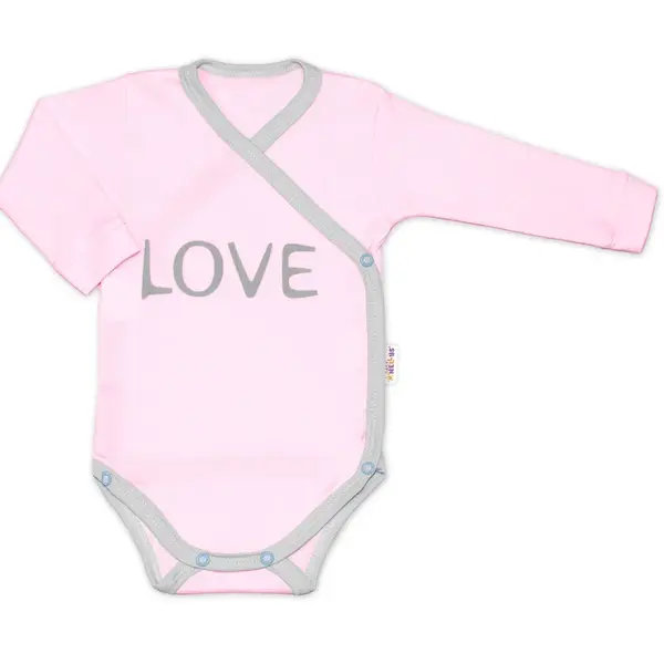 Baby Nellys Body dlouhý rukáv Love - zapínání bokem, růžové vel.  62