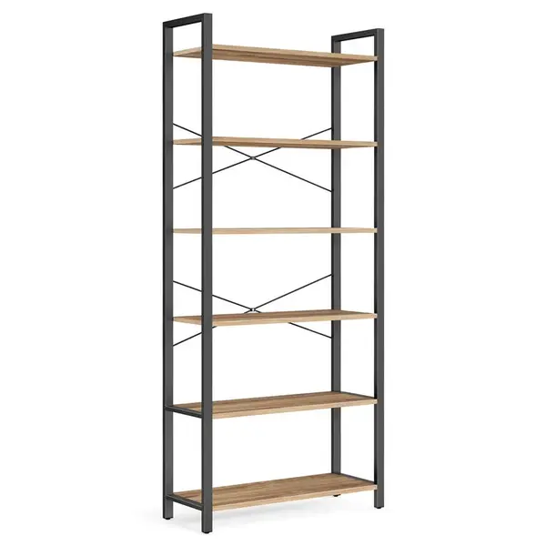 Boxxx REGÁL, černá, barvy vlašských ořechů, ocel, 80/186/30 cm