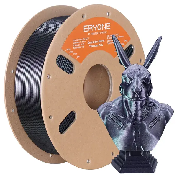 ERYONE Burnt Titanium Dual Color PLA Filament 1kg - Green & Rose-red