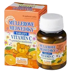 DR.MULLER Müllerove medvedíky® cmúľacie tablety s príchuťou mandarínky a vitamínom C 45 ks