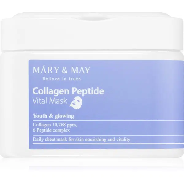 MARY & MAY Collagen Peptide Vital Mask sada plátenných masiek s protivráskovým účinkom 30 ks