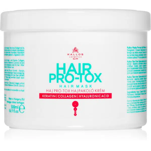 Kallos Hair Pro-Tox maska pre slabé a poškodené vlasy s kokosovým olejom, kyselinou hyalurónovou a kolagénom 500 ml