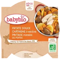 BABYBIO menu sladké zemiaky s gaštanovým pyré a farmárskou perličkou 230 g