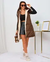 Resti Brown and cream long double-sided women's vest