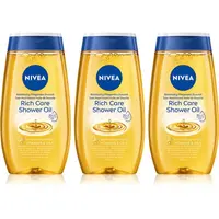 NIVEA Rich Care sprchový olej pre suchú pokožku 3 x 200 ml