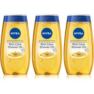 NIVEA Rich Care sprchový olej pre suchú pokožku 3 x 200 ml
