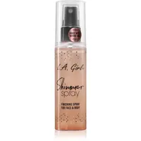 L.A. Girl Cosmetics Shimmer Spray fixačný sprej na make-up na tvár a telo odtieň Rose Gold 80 ml