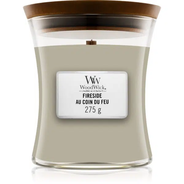 Woodwick Fireside Au Coin Du Feu vonná sviečka s dreveným knotom 275 g