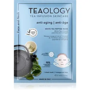 Teaology White Tea Peptide Mask plátenná maska pre intenzívne vypnutie a rozjasnenie pleti 21 ml