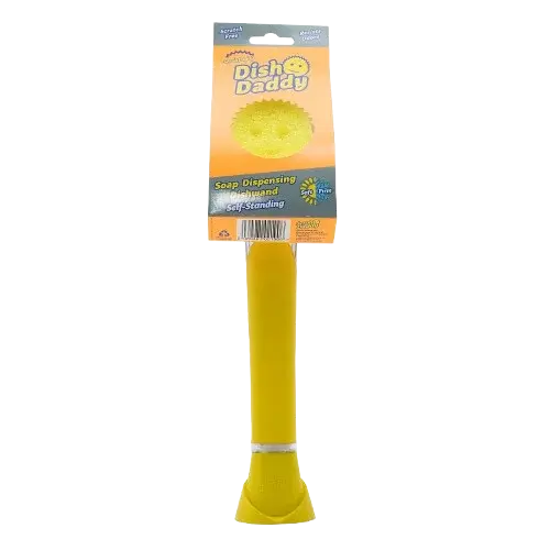 SCRUB DADDY Dish Daddy Hubka na umývanie riadu, s rukoväťou a dávkovačom saponátu Yellow