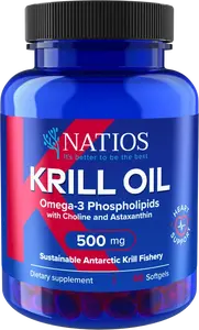 NATIOS Krill Oil Omega-3 Phospholipids with Choline and Astaxanthin 500 mg 60 kapslí