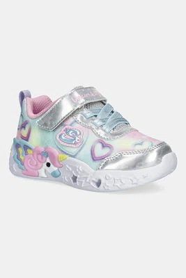 Dětské tenisky Skechers UNICORN CHARMER - LIL HEART S stříbrná barva, 303064N