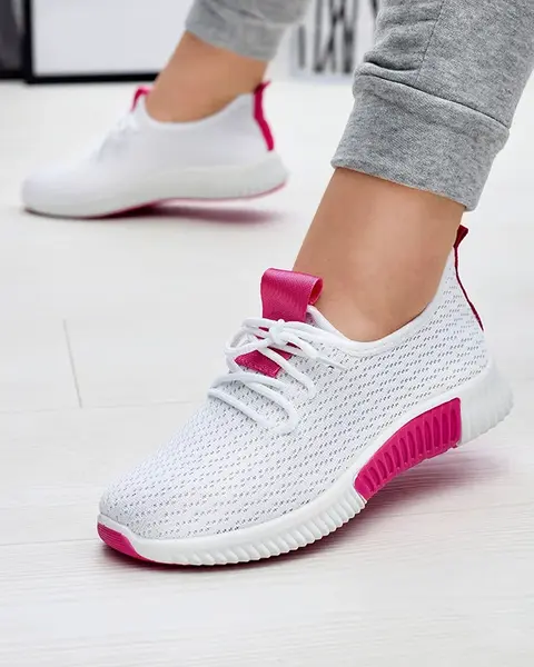 Resti White women's sports shoes with fuchsia inserts Kedeti - Footwear