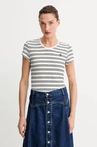 Bavlněné tričko G-Star Stripe eyben slim v t 2.0