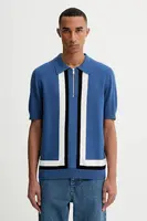 Vlněný svetr HUGO pánský, modrá barva, 50544906